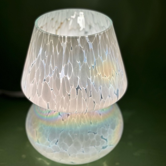 Glass Mushroom Lamp, Bedside Table Lamp, Retro Lamp, Vintage Lamp, Iridescent - Picture 8 of 8